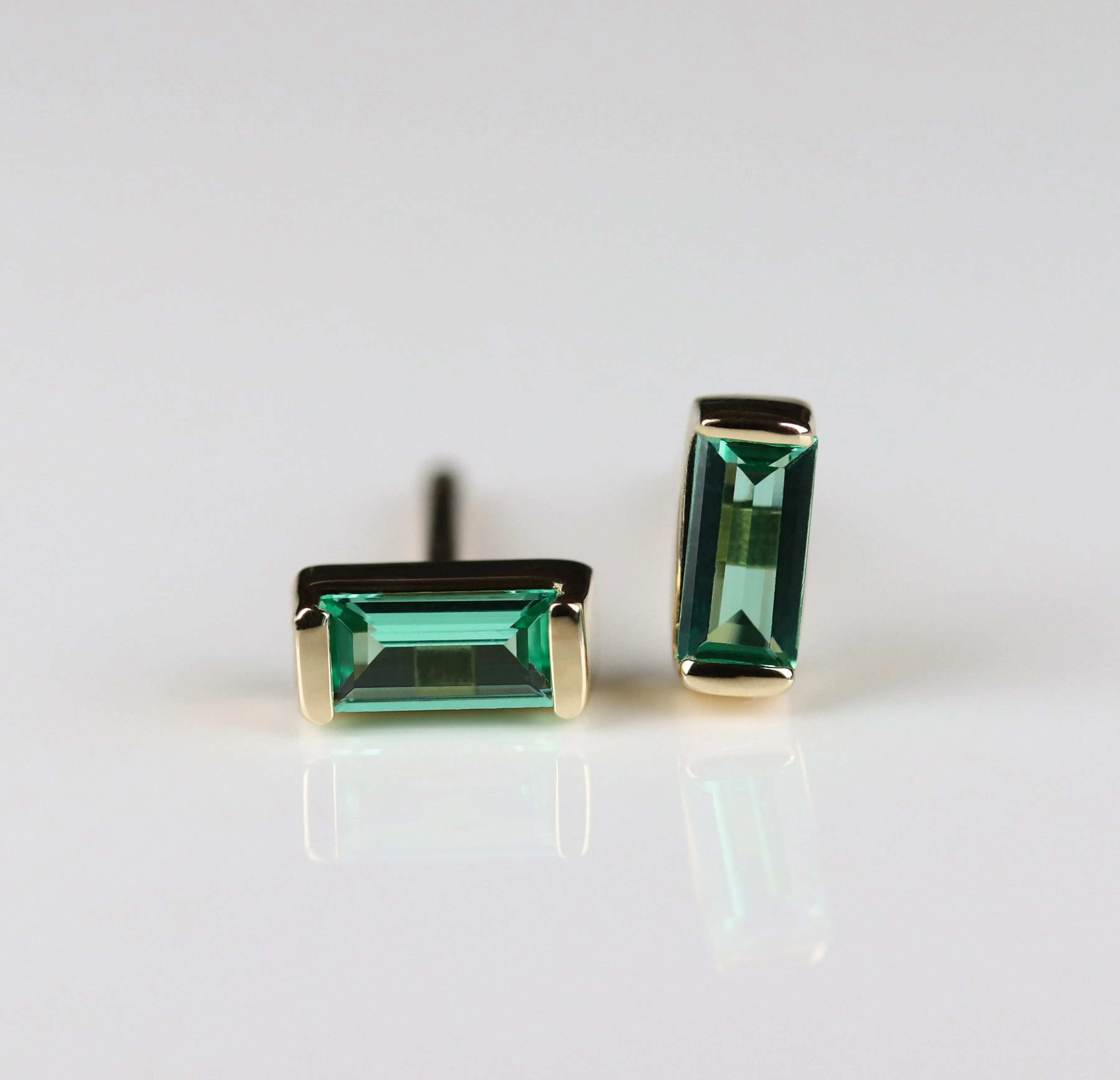 . Channel-Set Emerald Baguette Earring