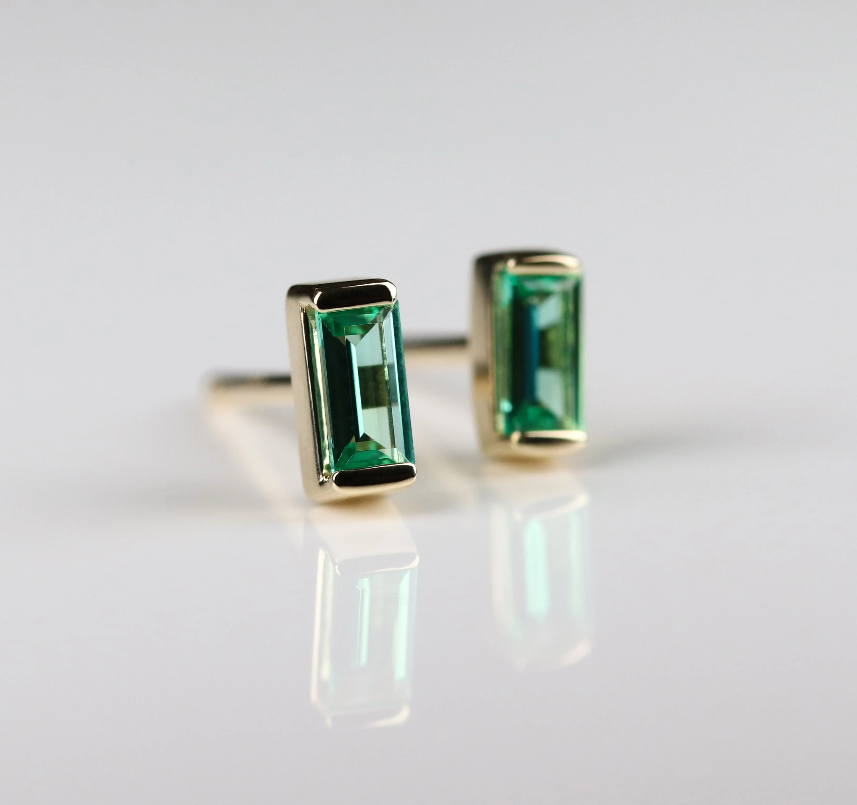 . Channel-Set Emerald Baguette Earring