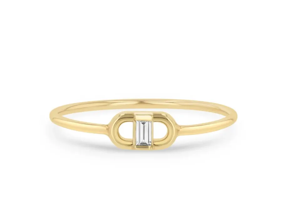 14K BAGUETTE DIAMOND OPEN LINK RING