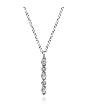 14K White Gold Diamond Bar Necklace