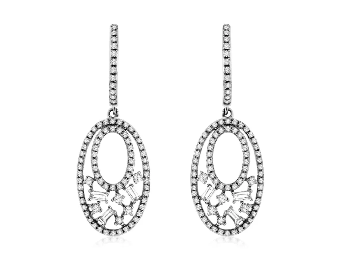 14K White Gold Diamond Fashion Earrings