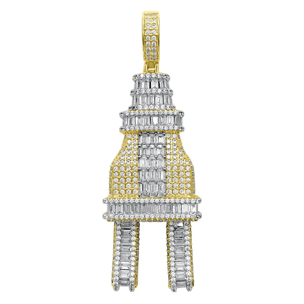 3D PLUG Baguette CZ Hip Hop Iced Out Pendant