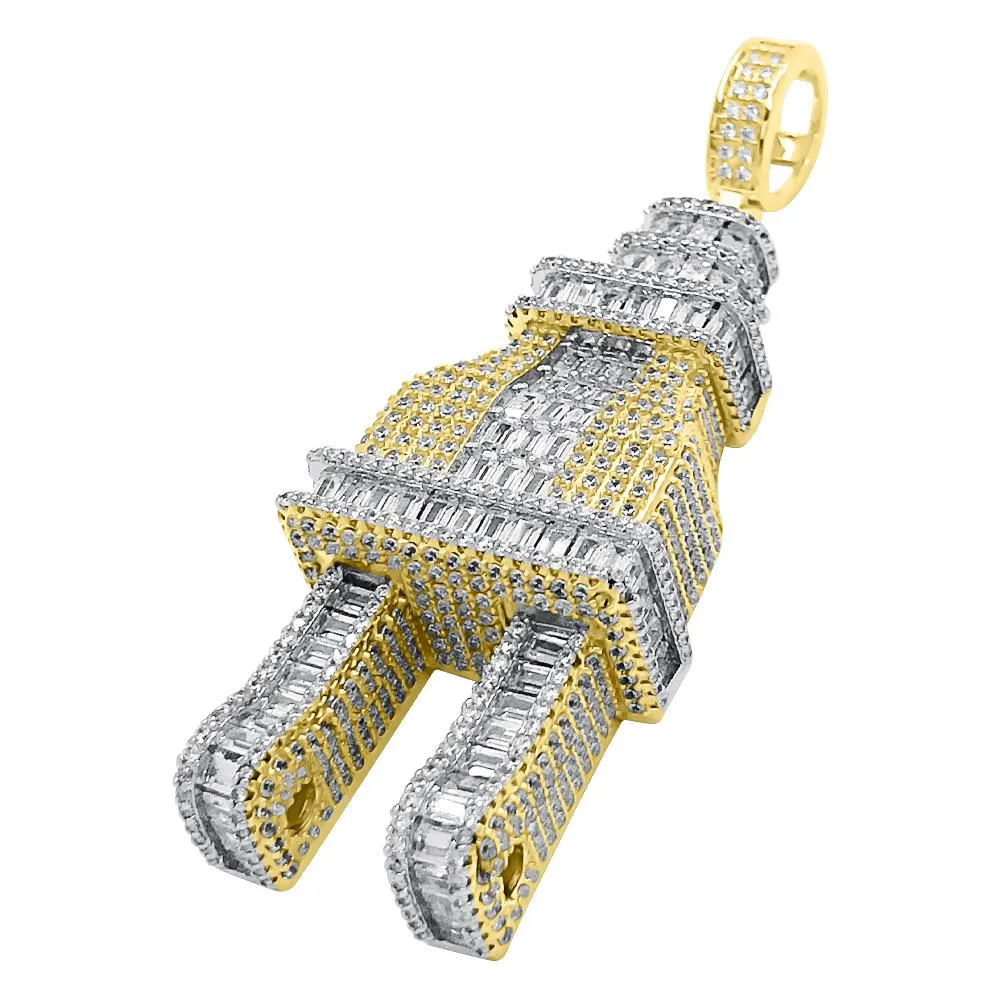 3D PLUG Baguette CZ Hip Hop Iced Out Pendant