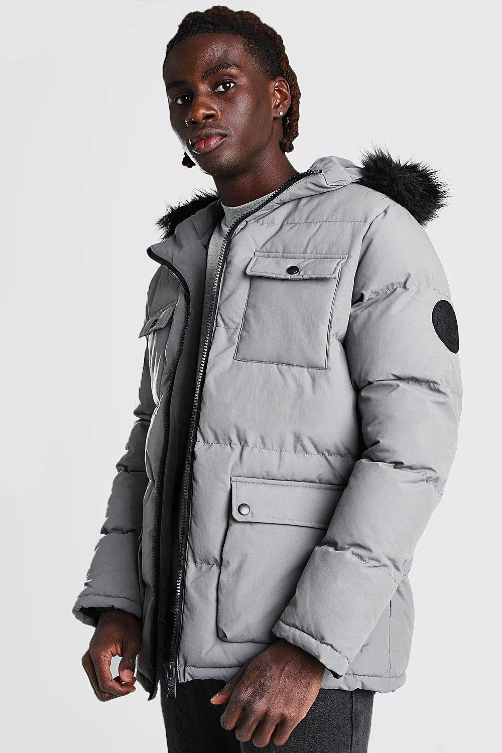 4 Pocket Fur Trim Parka | boohooMAN UK