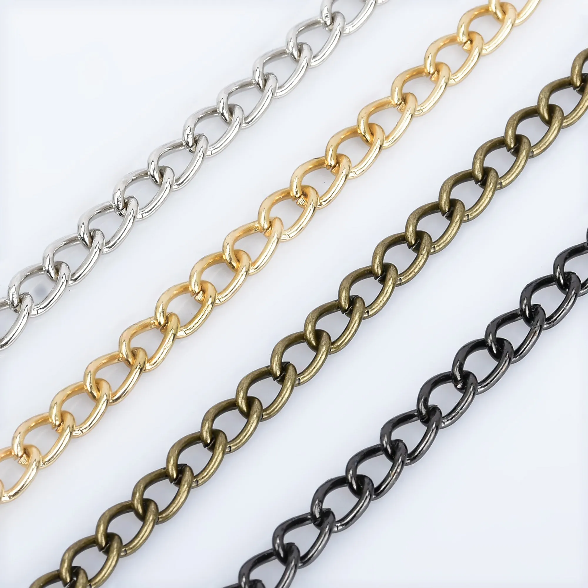 5.5mm Width Iron Metal Shoulder Handbag Strap Chain Finished Crossbody Handbag with Clasps 40cm/120cm Length to choose 5pcs 1028