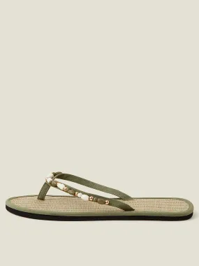 Accessorize Beaded Seagrass Flip Flops