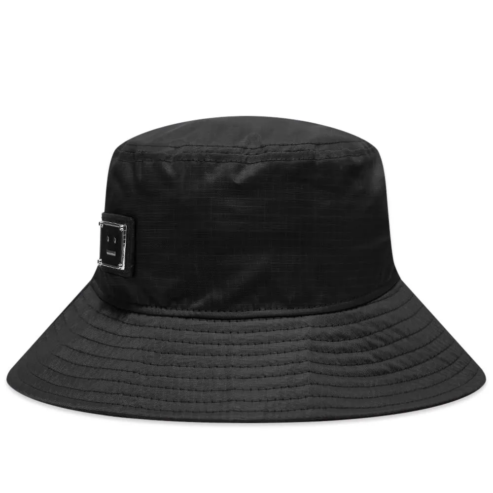 Acne Studios Buko Nylon Plaque Face Bucket HatBlack