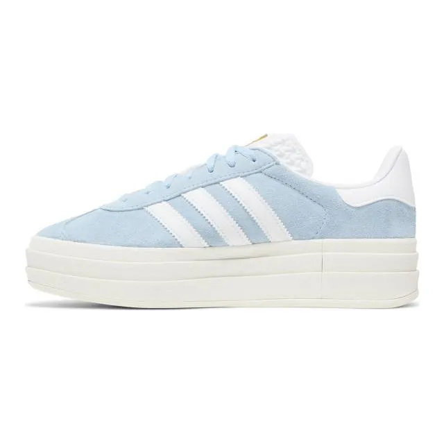 Adidas women's gazelle bold (clear sky/ blue/ cloud white/ gold metallic) sizes 6-10 id6991