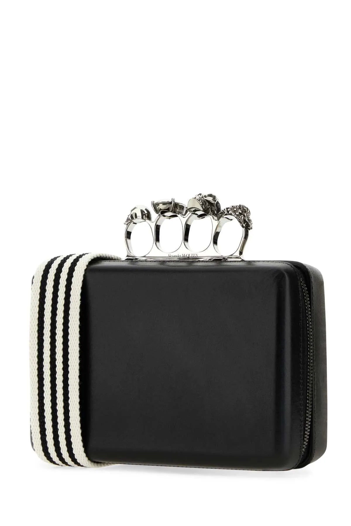 Alexander Mcqueen Black Leather The Knuckle Handbag