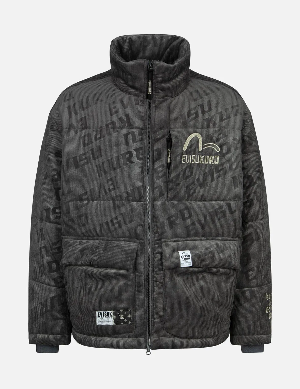 Allover Monogram Embossing Relax Fit Corduroy Padded Jacket