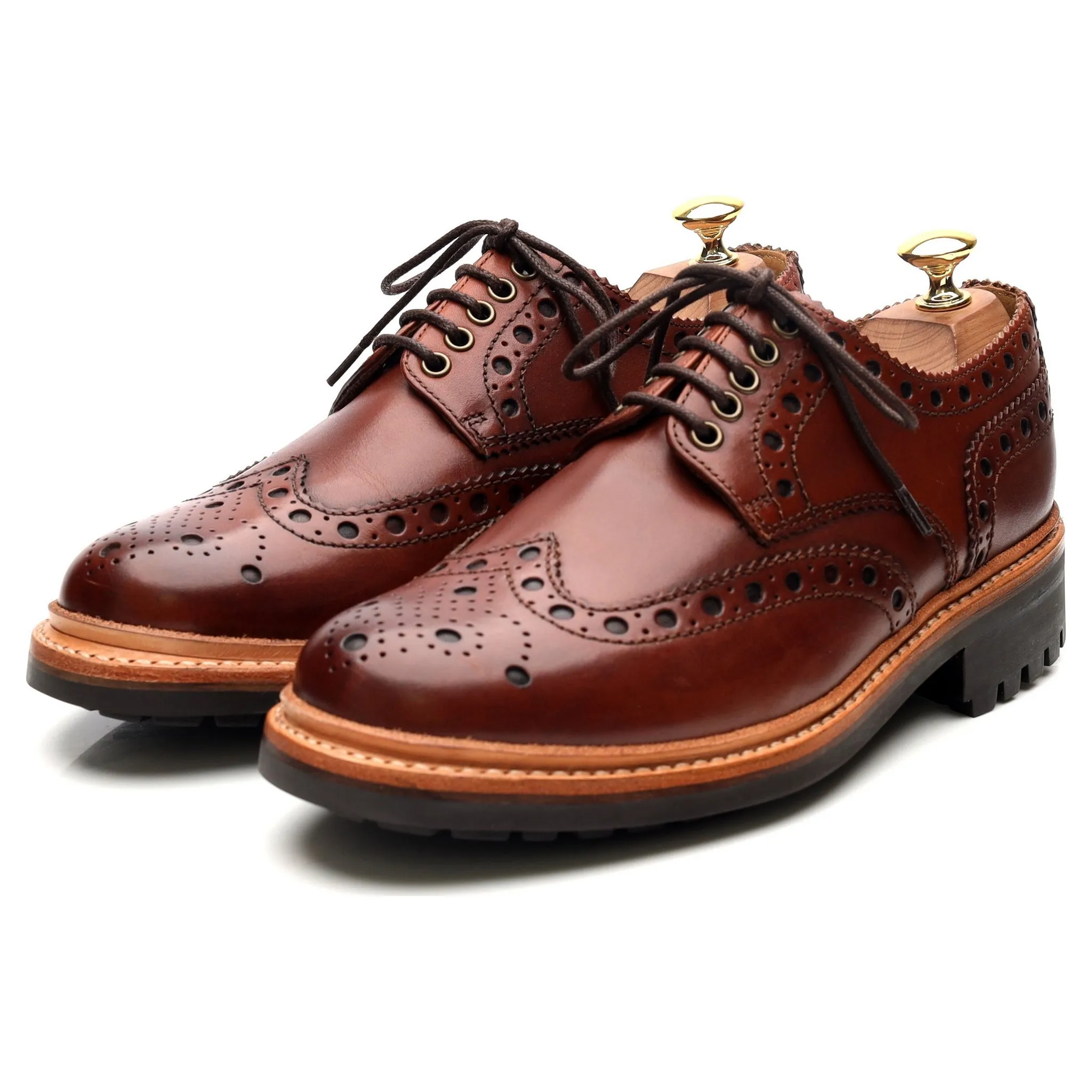 'Archie' Tan Brown Leather Derby Brogues UK 6.5 G