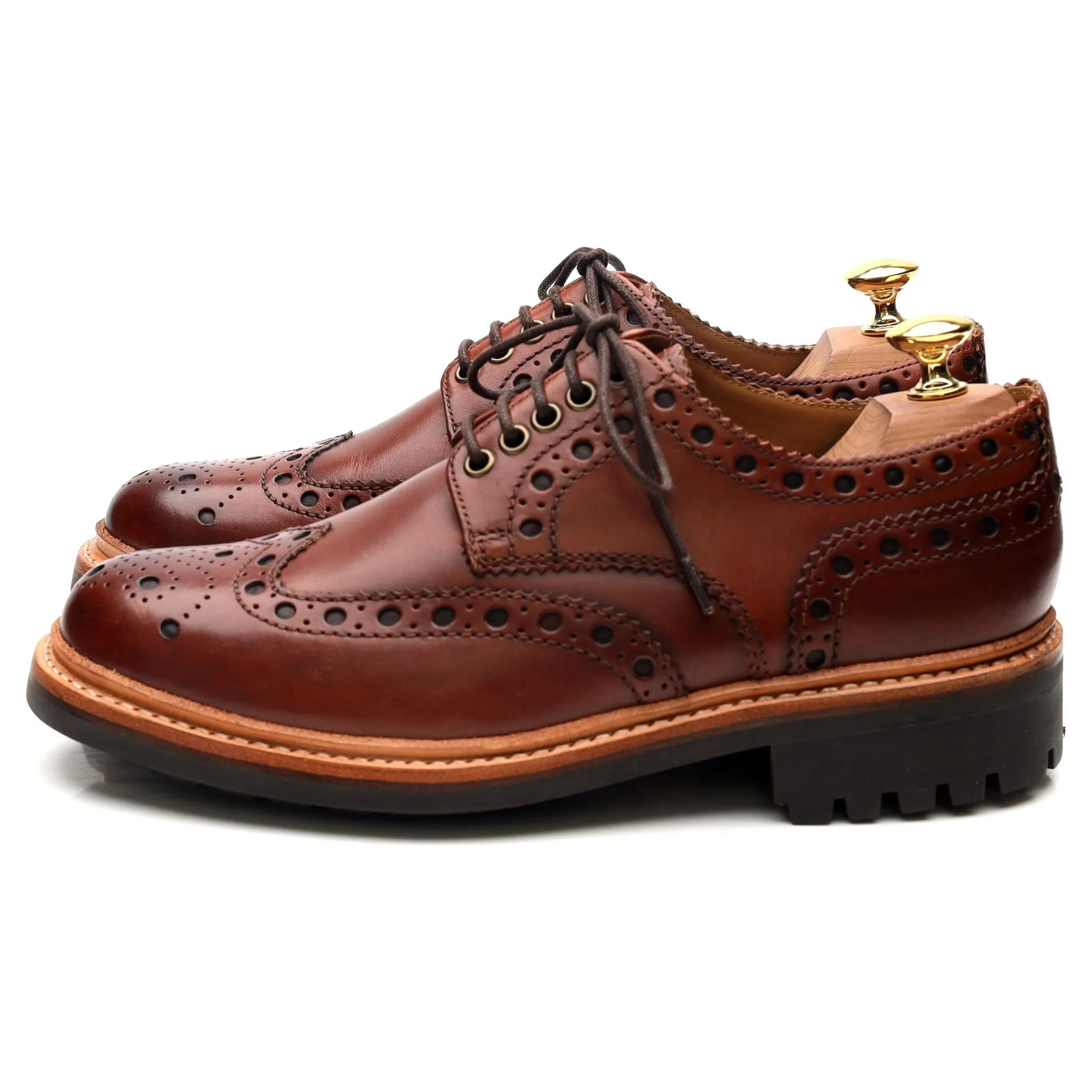 'Archie' Tan Brown Leather Derby Brogues UK 6.5 G