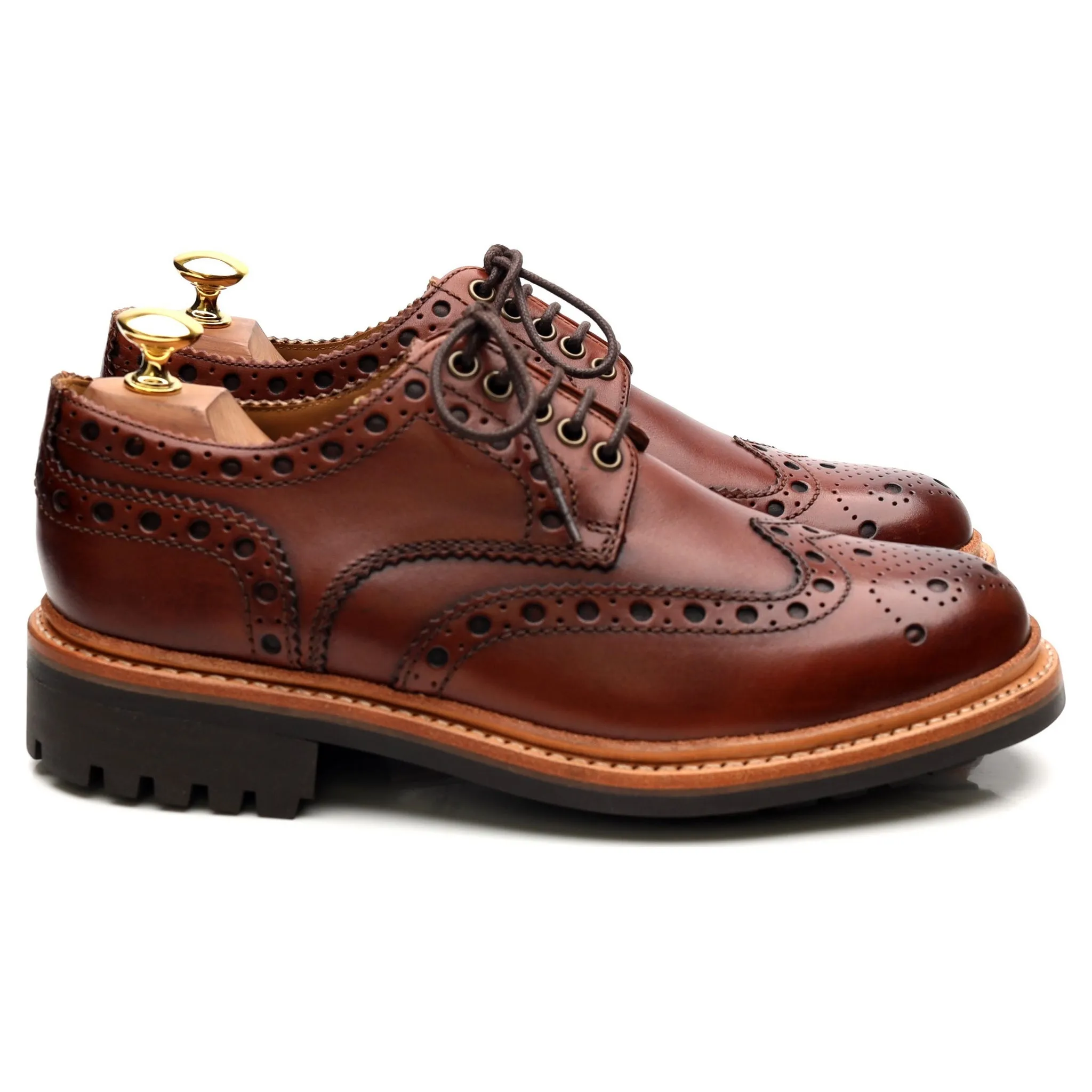 'Archie' Tan Brown Leather Derby Brogues UK 6.5 G