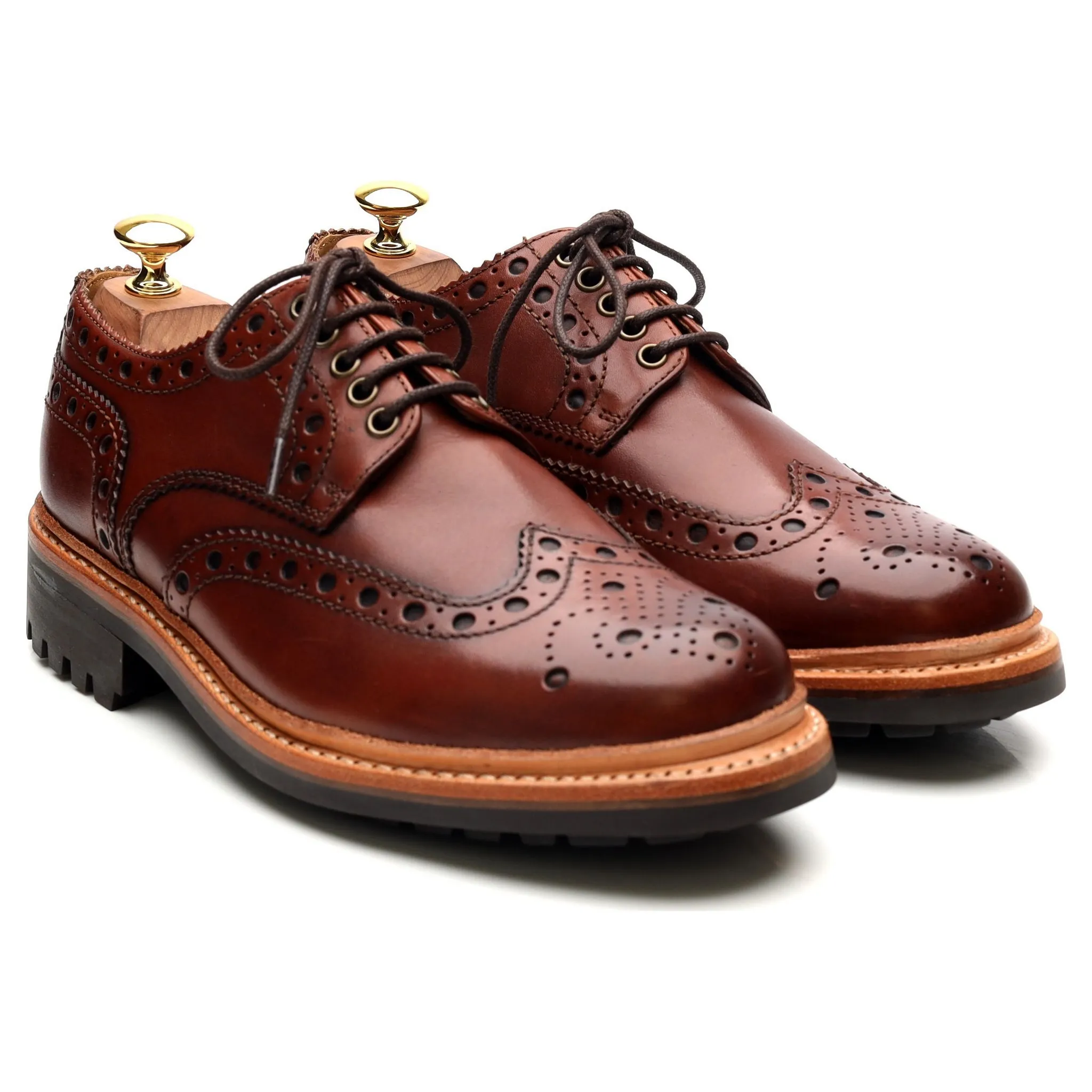 'Archie' Tan Brown Leather Derby Brogues UK 6.5 G