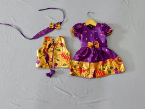 Baby set- premium wine paithani frock with hairband