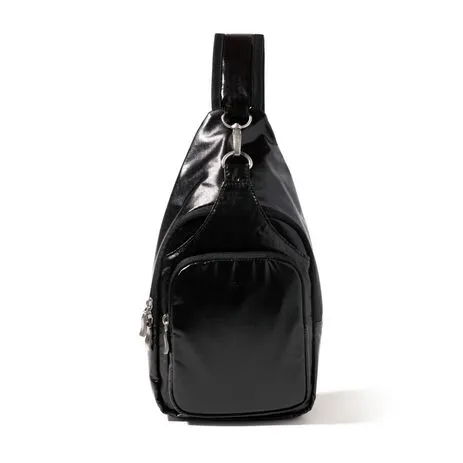 Baggallini Central Park Sling: Black Gloss Ripstop 