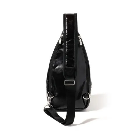 Baggallini Central Park Sling: Black Gloss Ripstop 