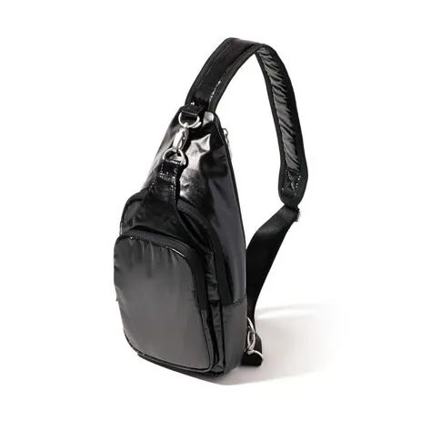 Baggallini Central Park Sling: Black Gloss Ripstop 