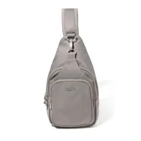 Baggallini Central Park Sling: Steel Grey Twill 