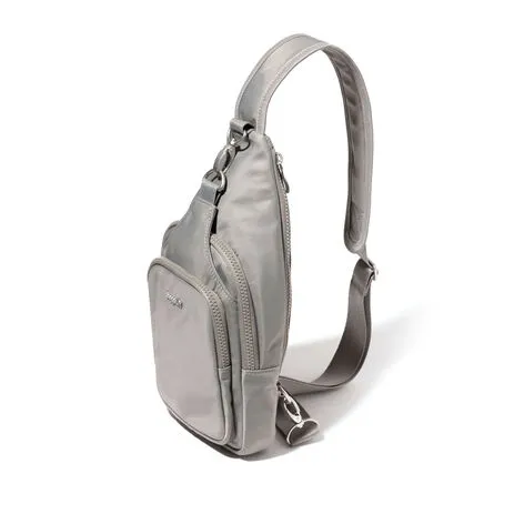 Baggallini Central Park Sling: Steel Grey Twill 