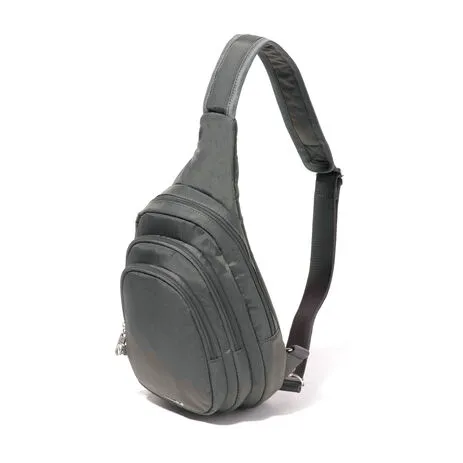 Baggallini Securtex Anti-Theft Multi Zip Sling: Charcoal 