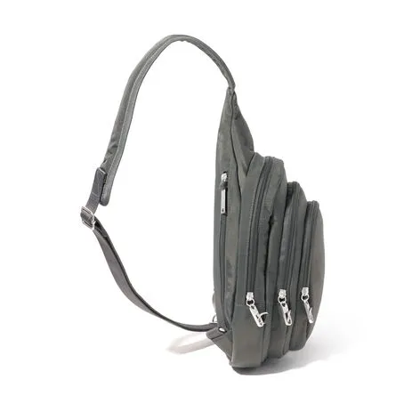 Baggallini Securtex Anti-Theft Multi Zip Sling: Charcoal 