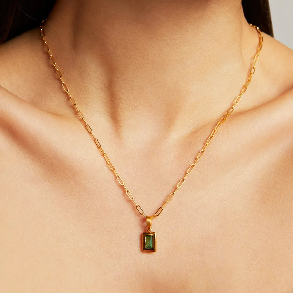 Baguette Birthstone Necklace