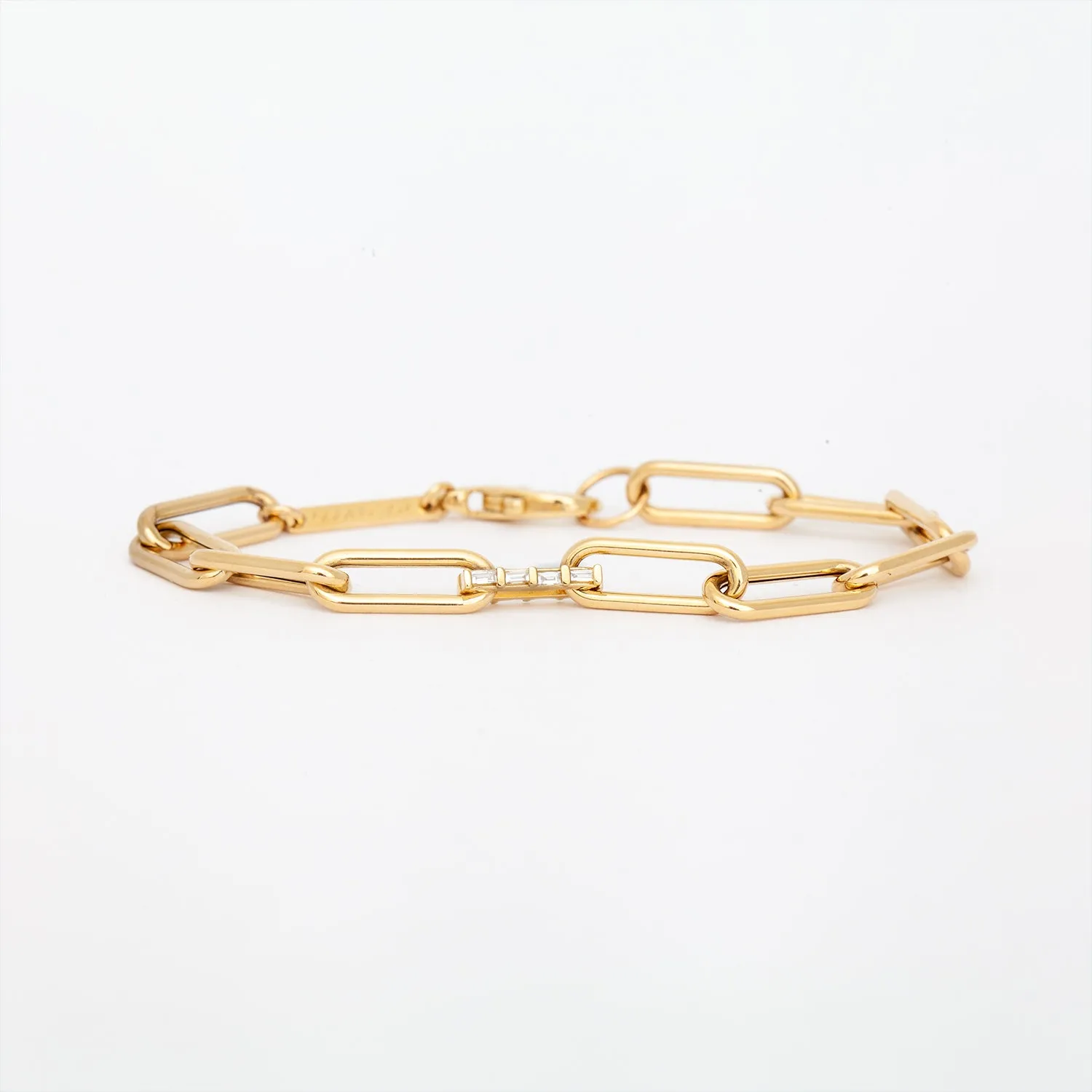 Baguette Diamond Paperclip Chain Bracelet