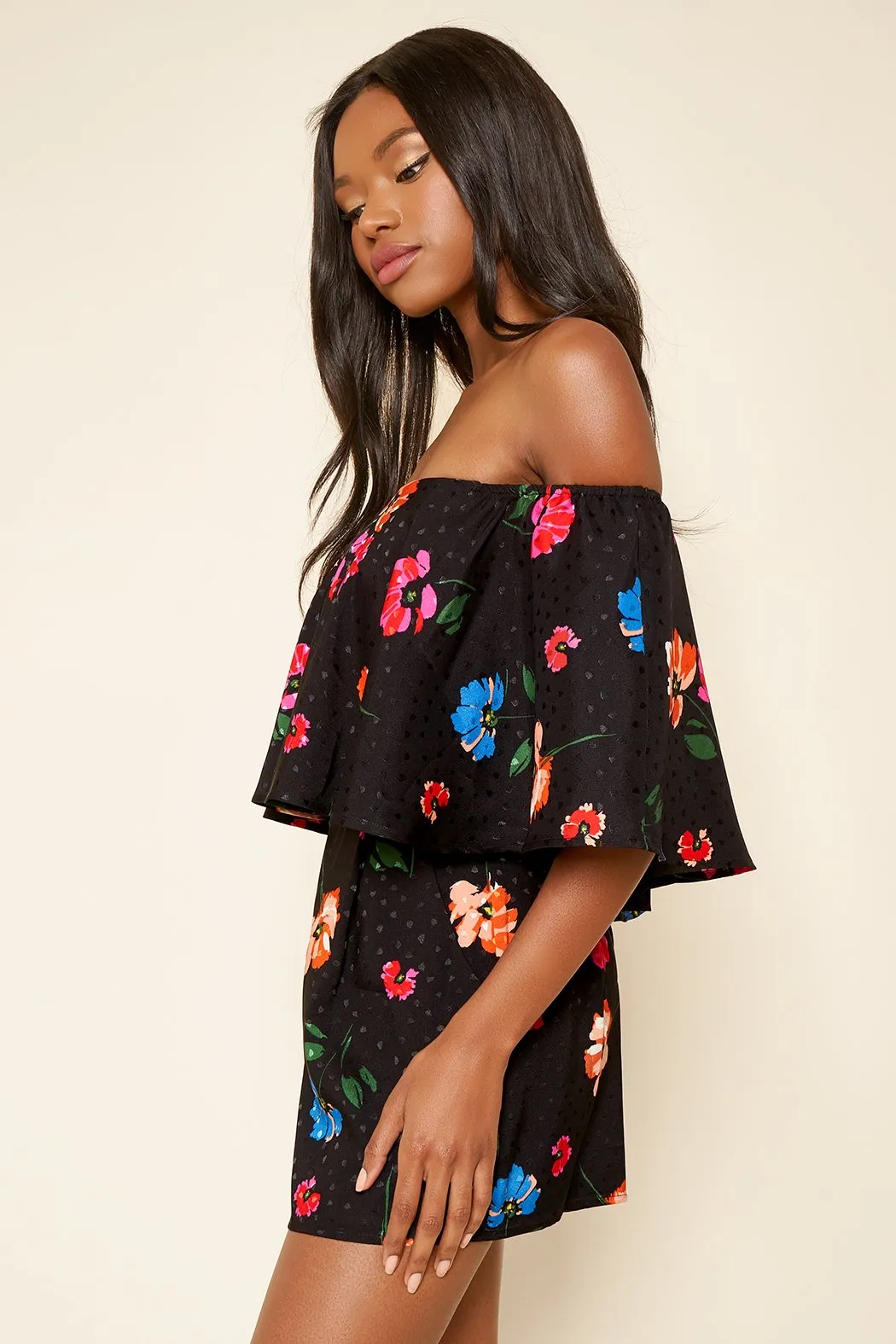 Bailamos Idris Floral Off The Shoulder Romper