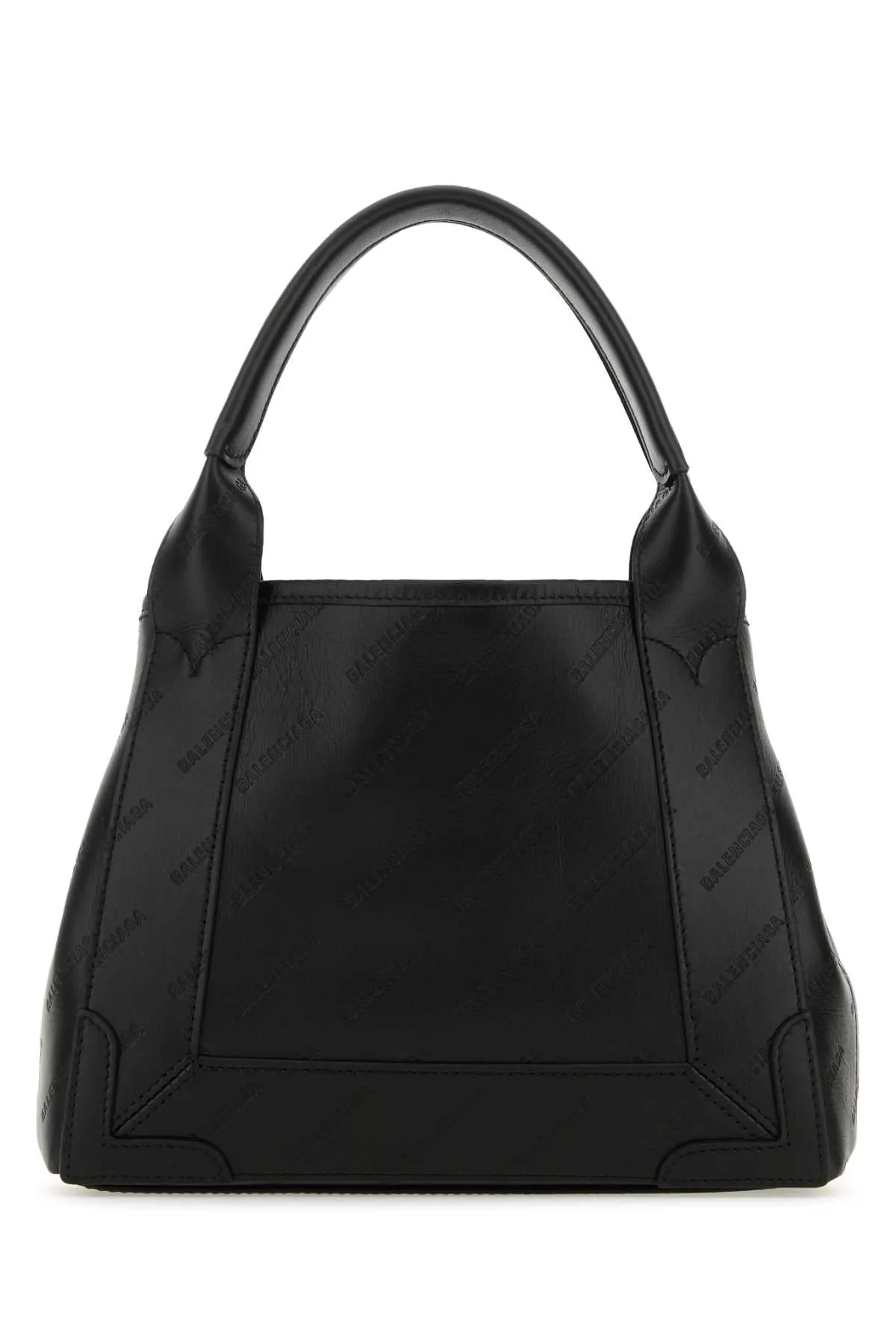 Balenciaga Black Leather Cabas Navy Xs Handbag