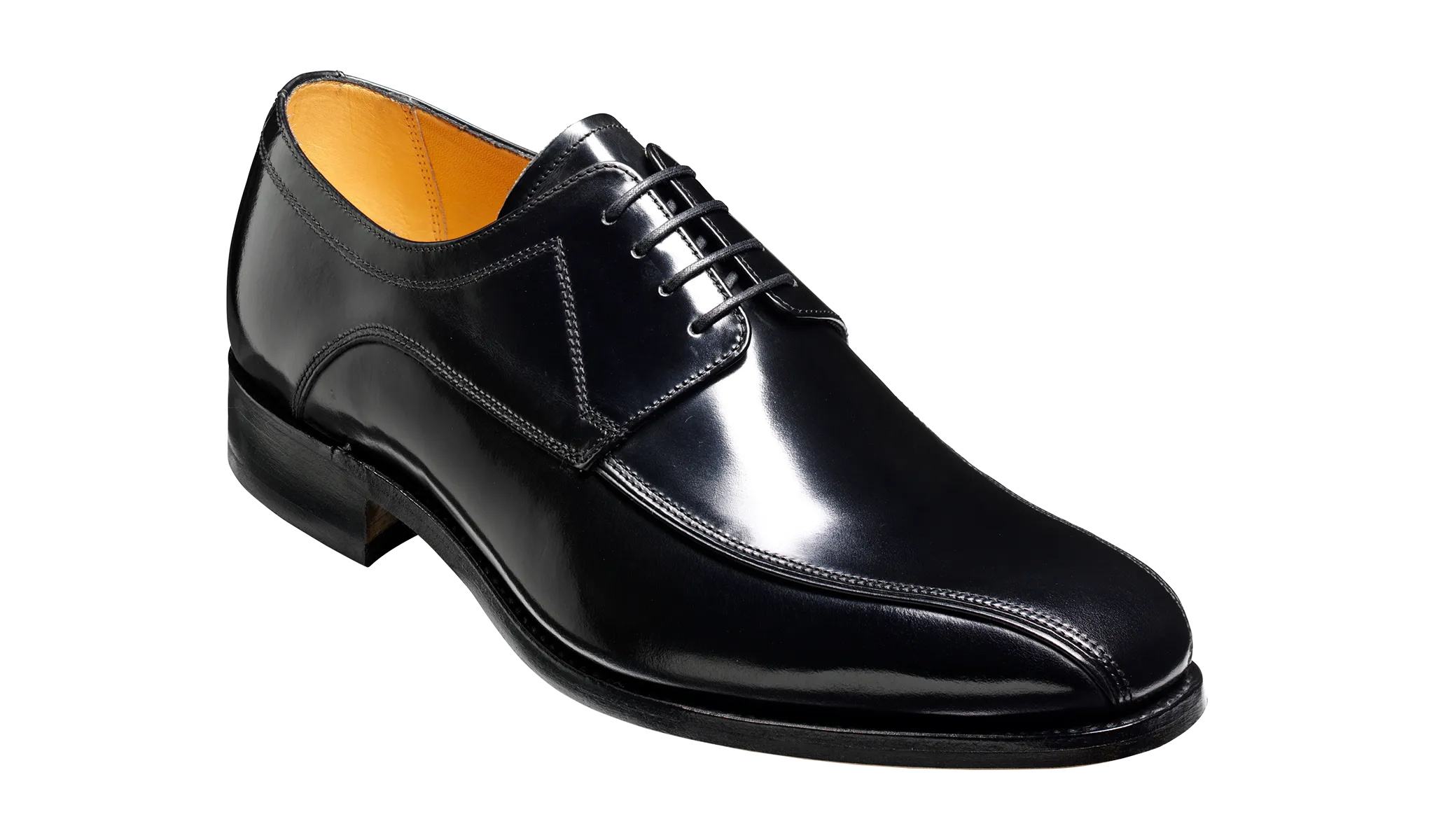 Barker Newbury  Chiselled Tramline Derby Shoe - Hi Shine Black