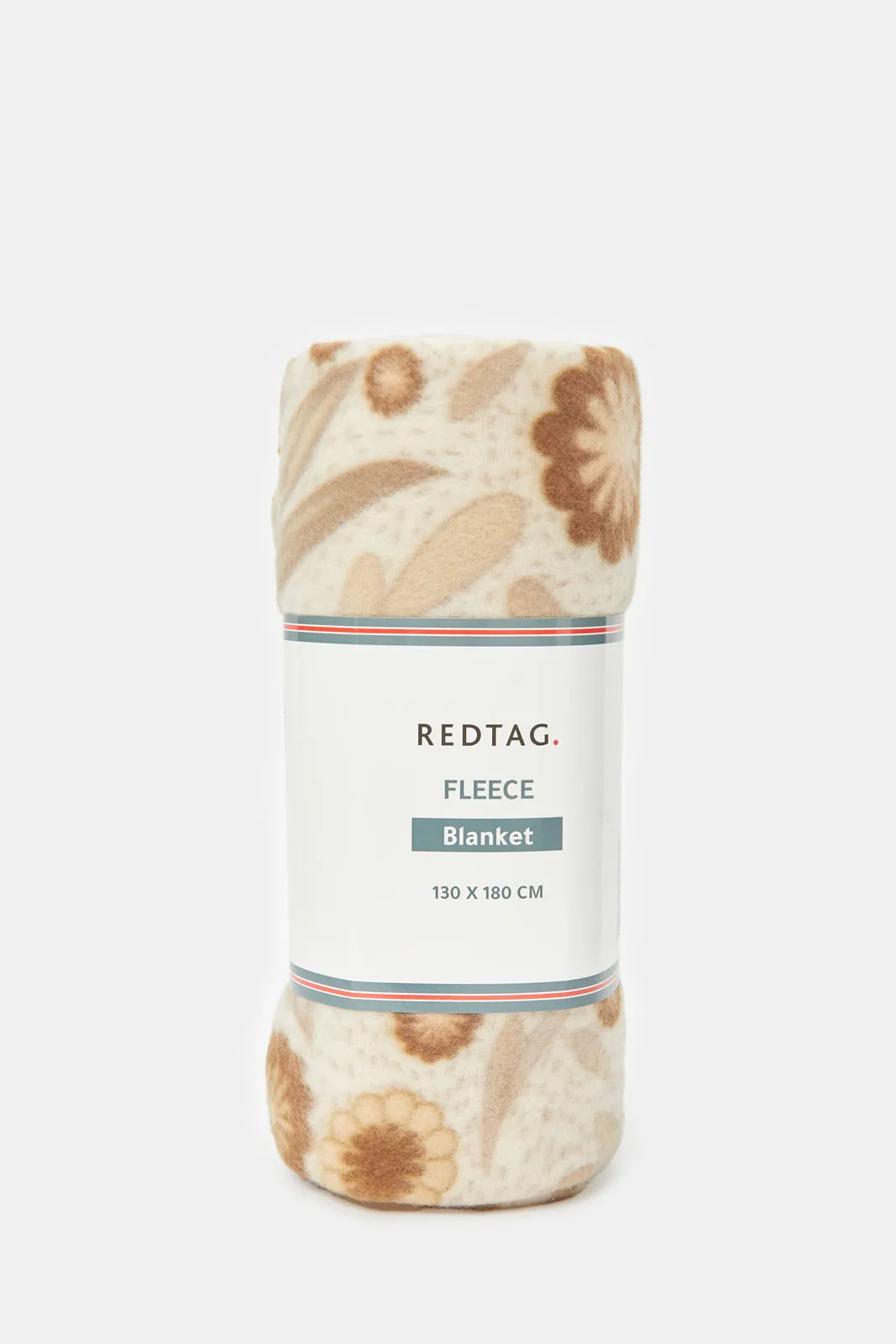 Beige Floral Printed Fleece Blanket (Single Size)