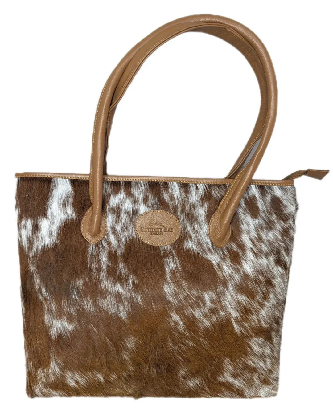 Bethany Rae Upton Cowhide Handbag - Caramel Assorted Print