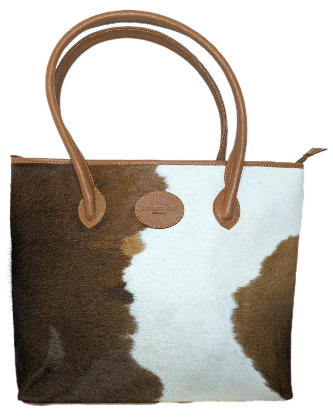 Bethany Rae Upton Cowhide Handbag - Caramel Assorted Print