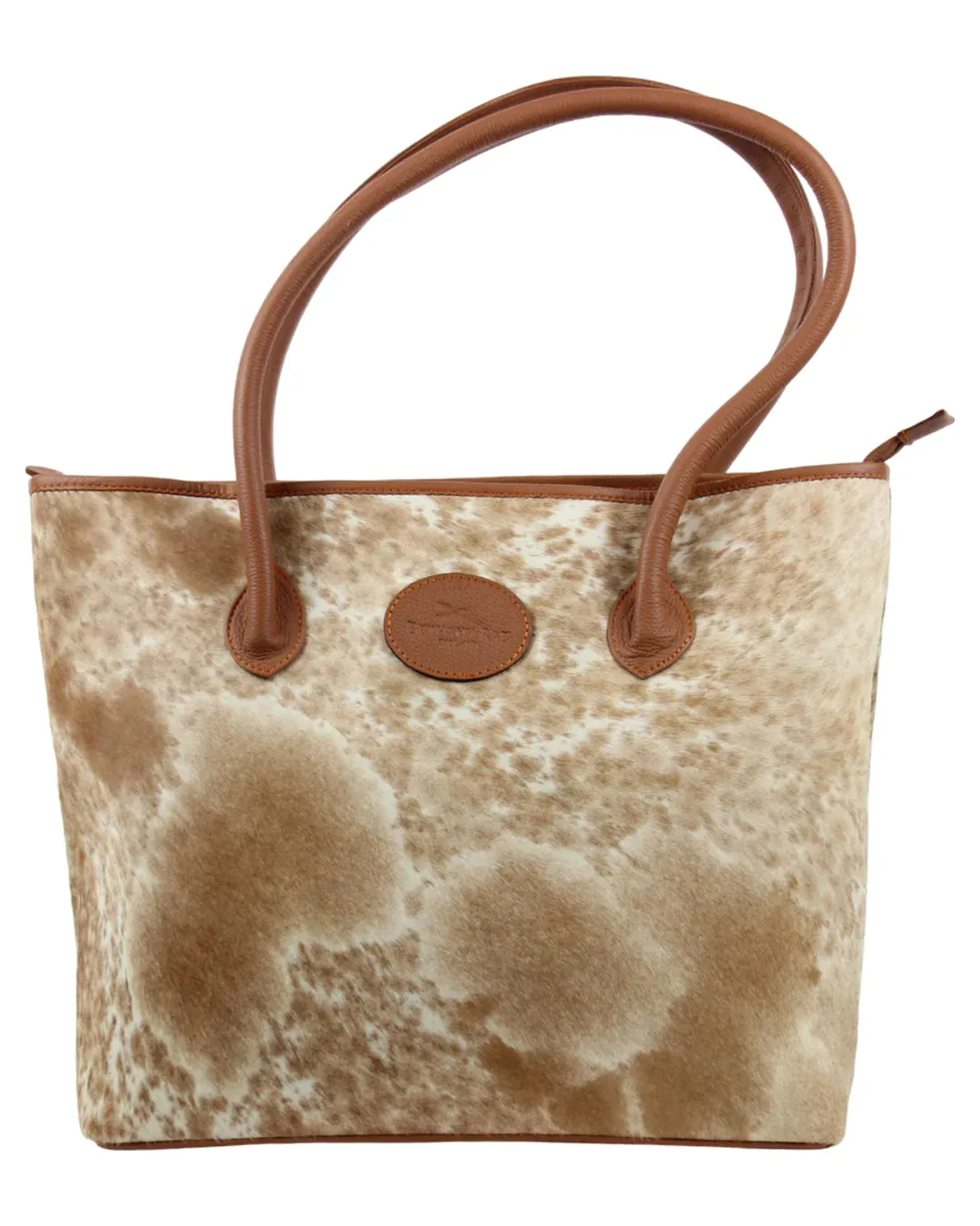 Bethany Rae Upton Cowhide Handbag - Caramel Assorted Print