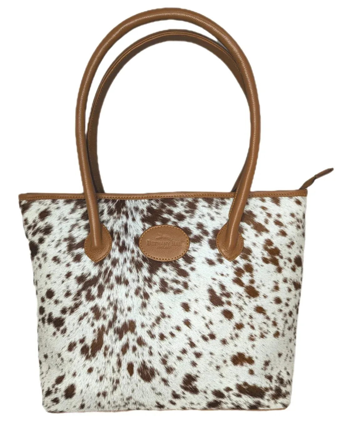 Bethany Rae Upton Cowhide Handbag - Caramel Assorted Print