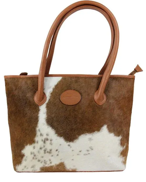 Bethany Rae Upton Cowhide Handbag - Caramel Assorted Print