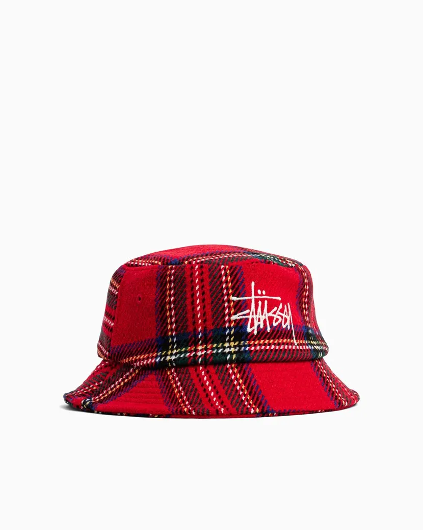 Big logo plaid bucket hat Stussy