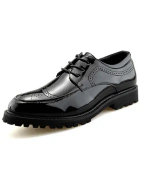 Black brogue patent leather derby dress shoe 1683