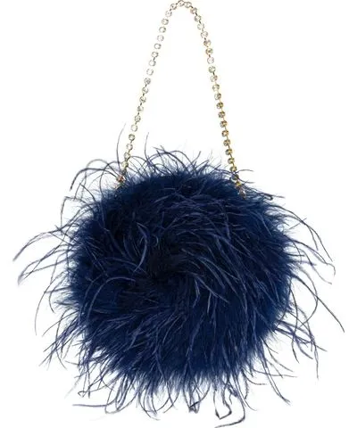 Black Cake Women's Blue Black Cake's Midnight Navy Luxurious Feather Purse