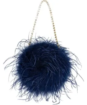 Black Cake Women's Blue Black Cake's Midnight Navy Luxurious Feather Purse