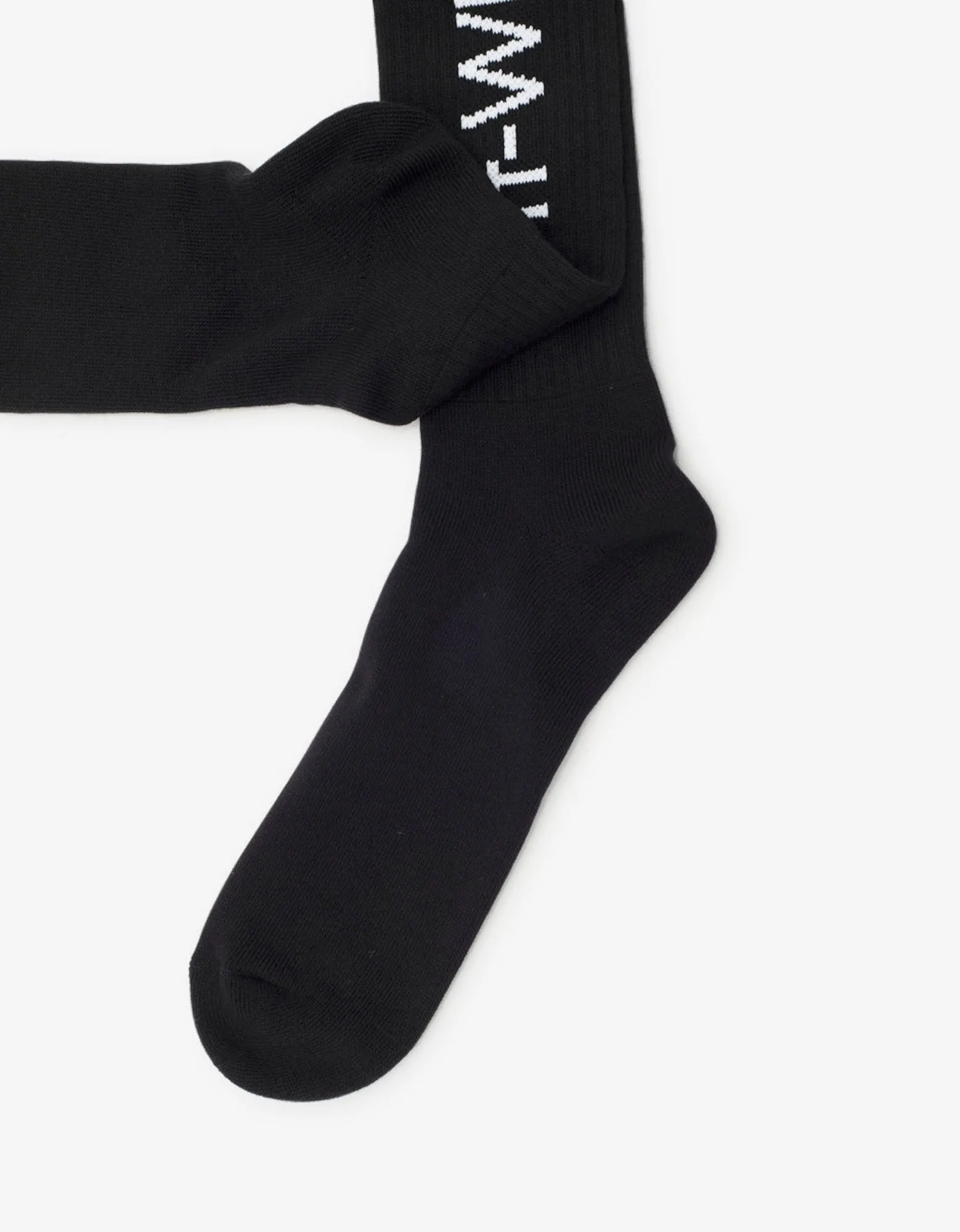 Black Diagonals Mid Length Socks