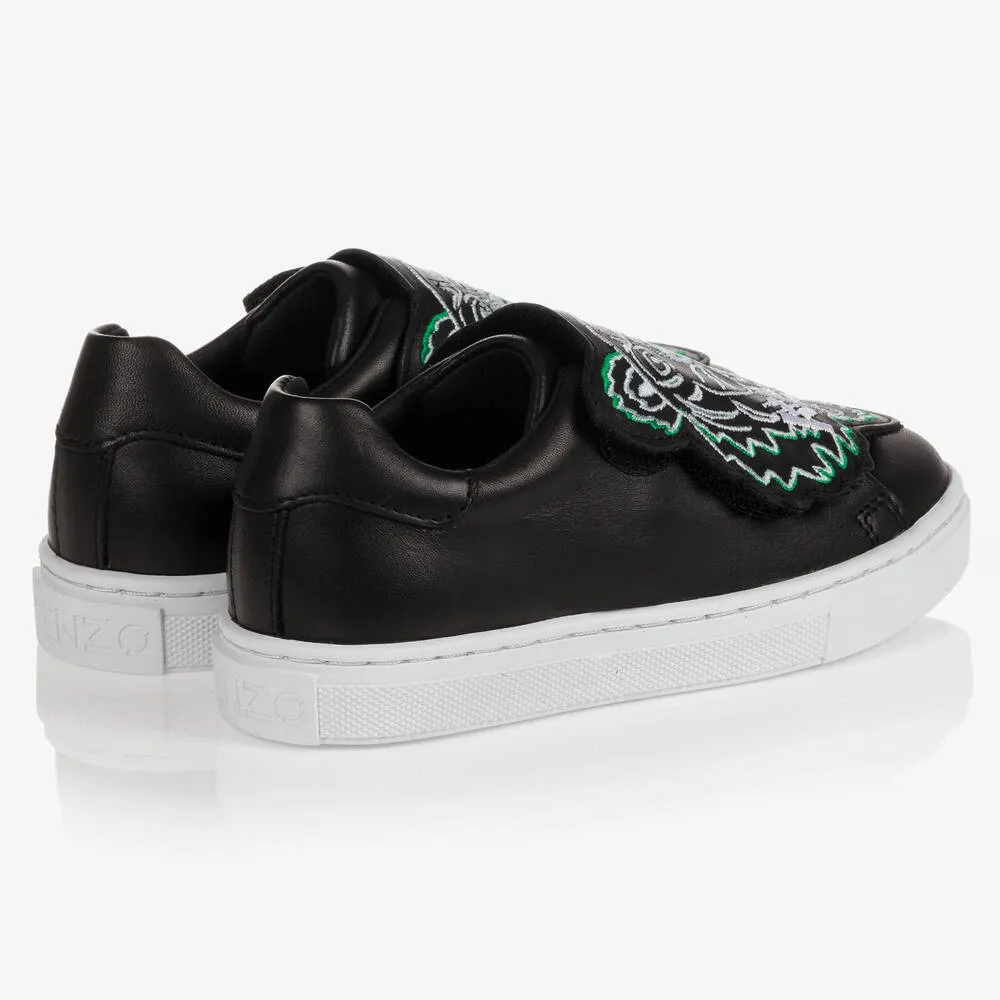 Black Leather Tiger Trainers