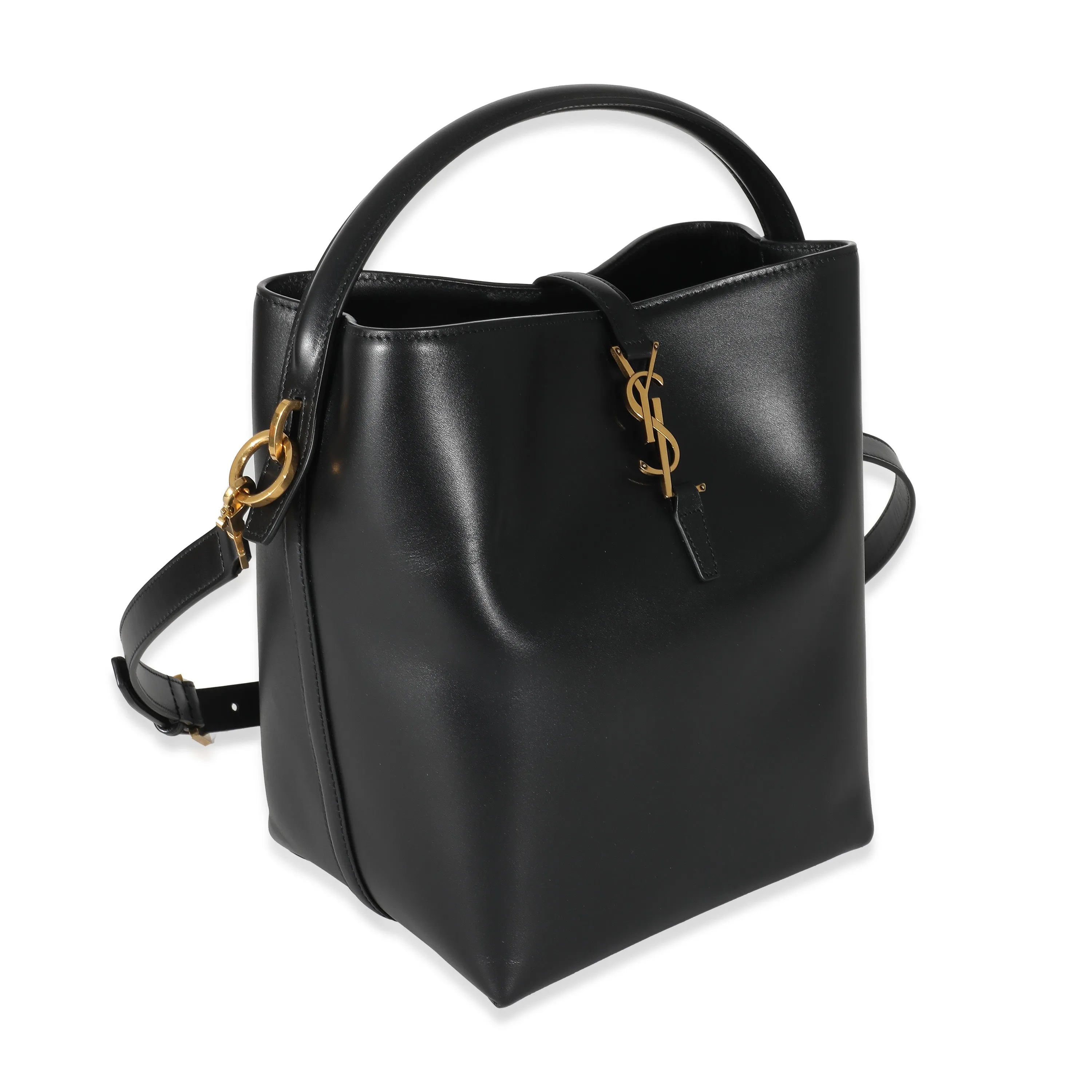 Black Shiny Calfskin Le 37 Bucket Bag