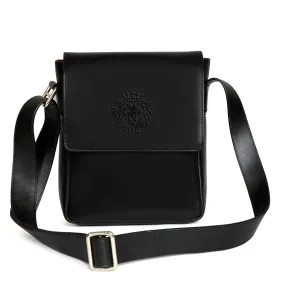 Black Sling Bag With Flap-Over Multi Compartment