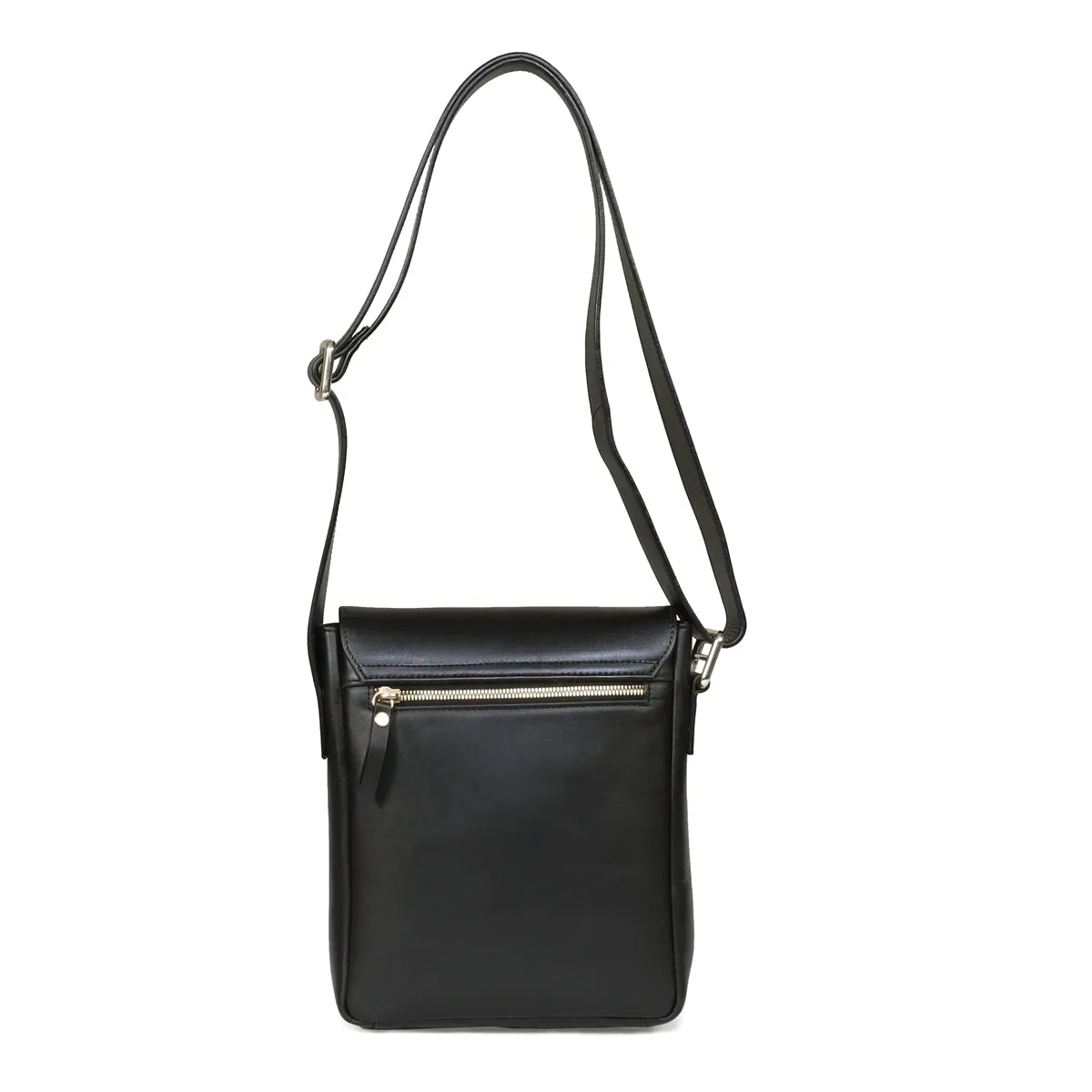 Black Sling Bag With Flap-Over Multi Compartment