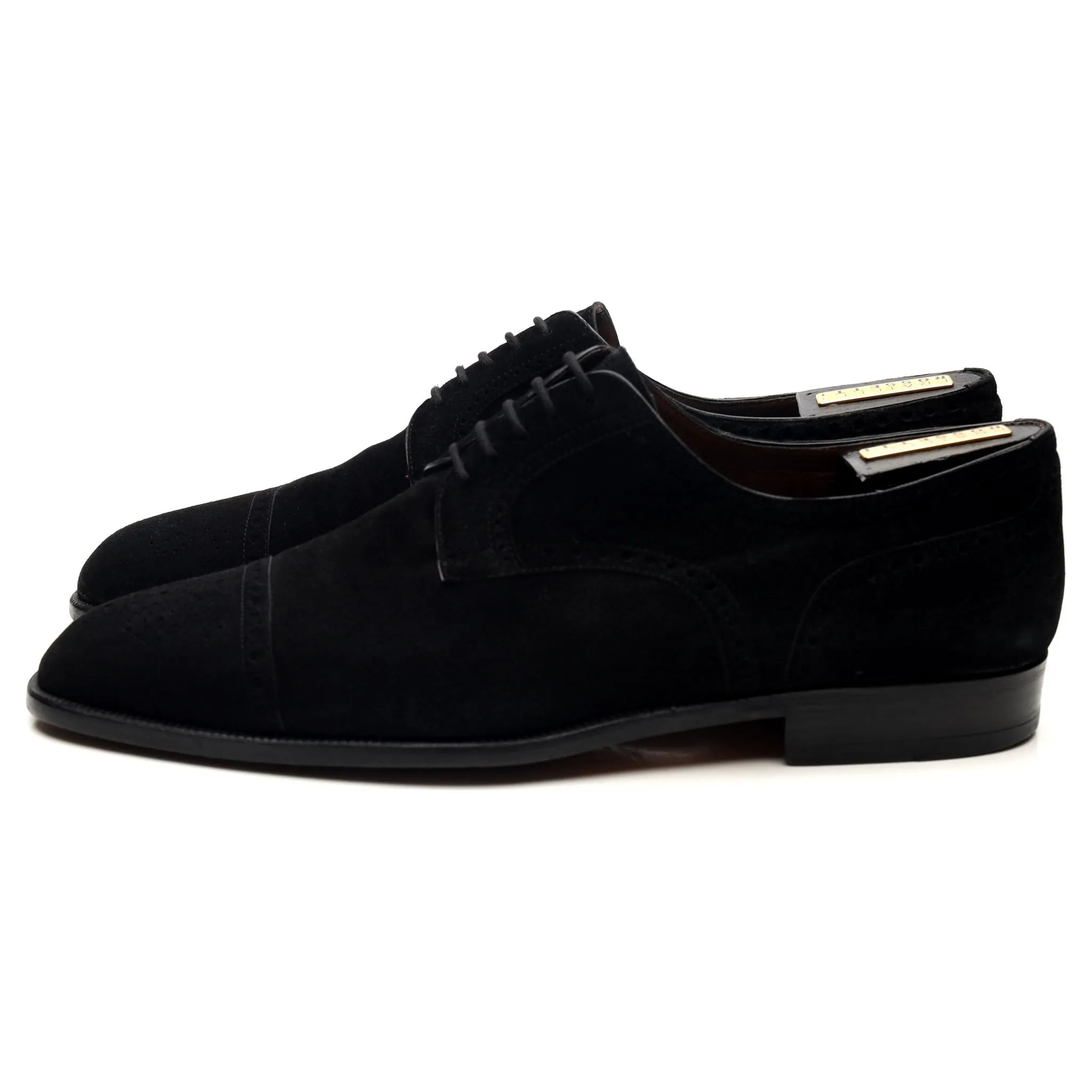 Black Suede Cap Toe Derby UK 10.5