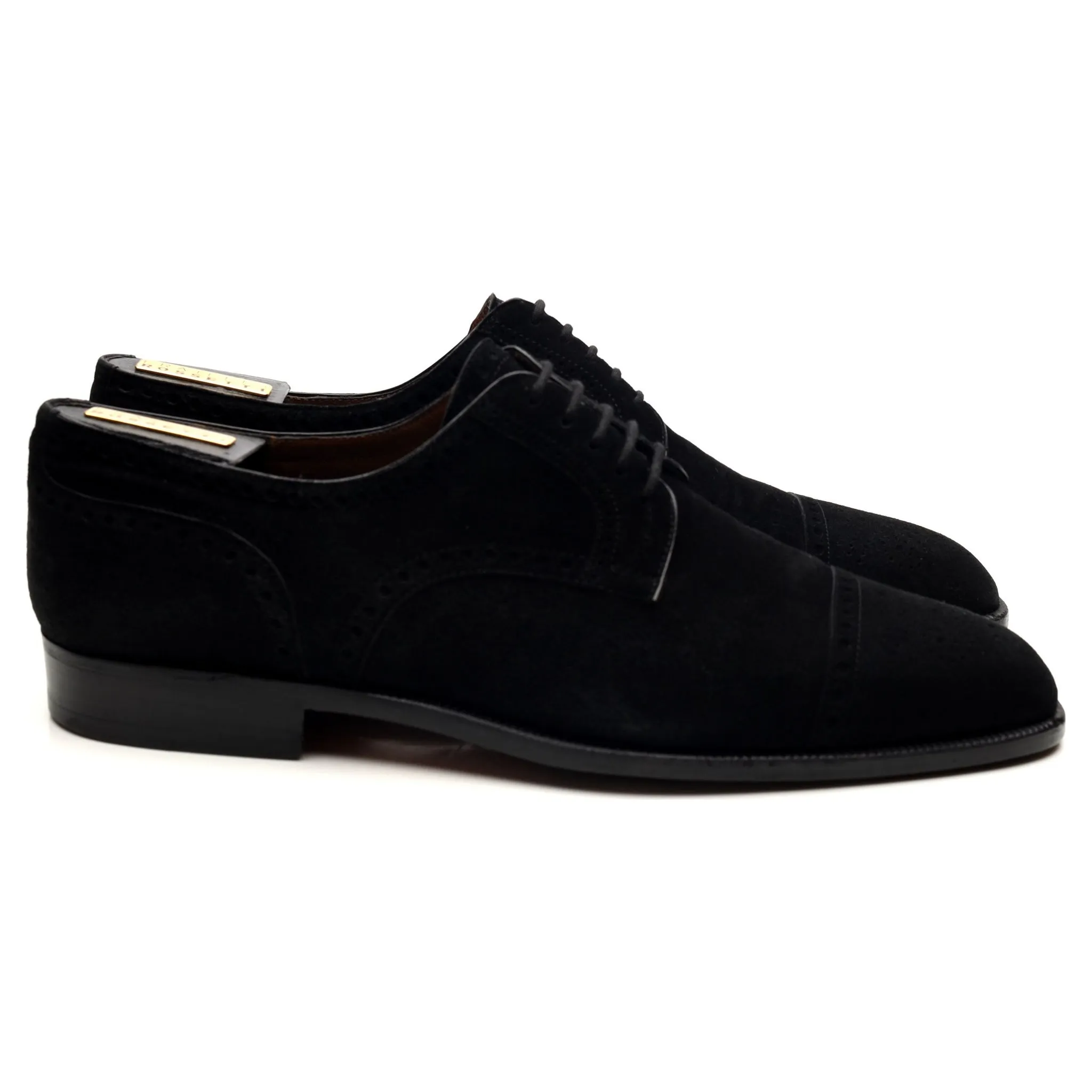 Black Suede Cap Toe Derby UK 10.5