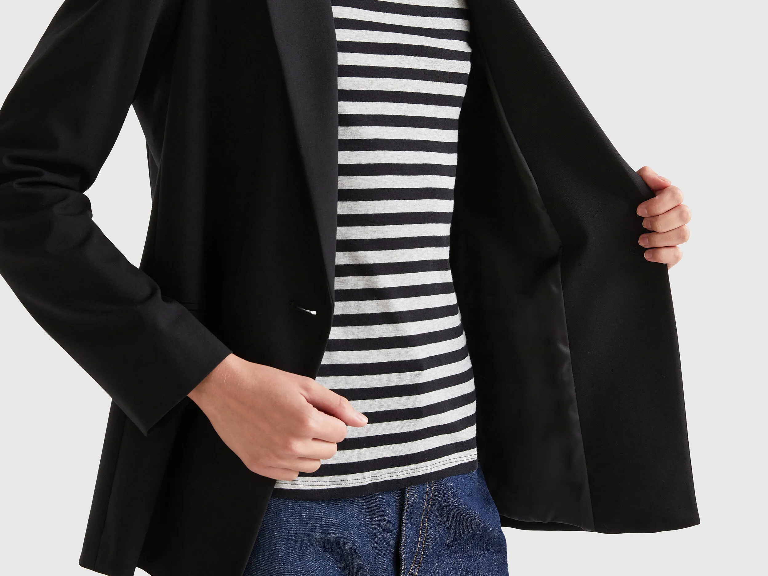 Blazer in stretch viscose blend - Black | Benetton