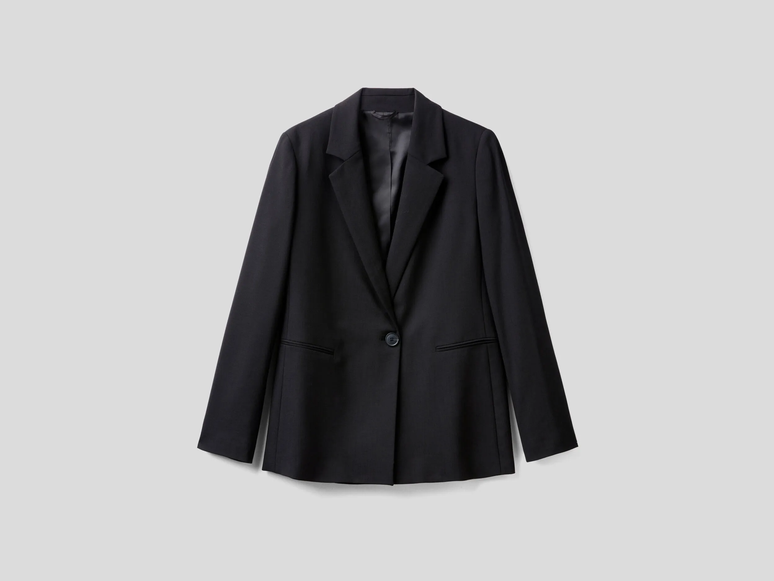 Blazer in stretch viscose blend - Black | Benetton